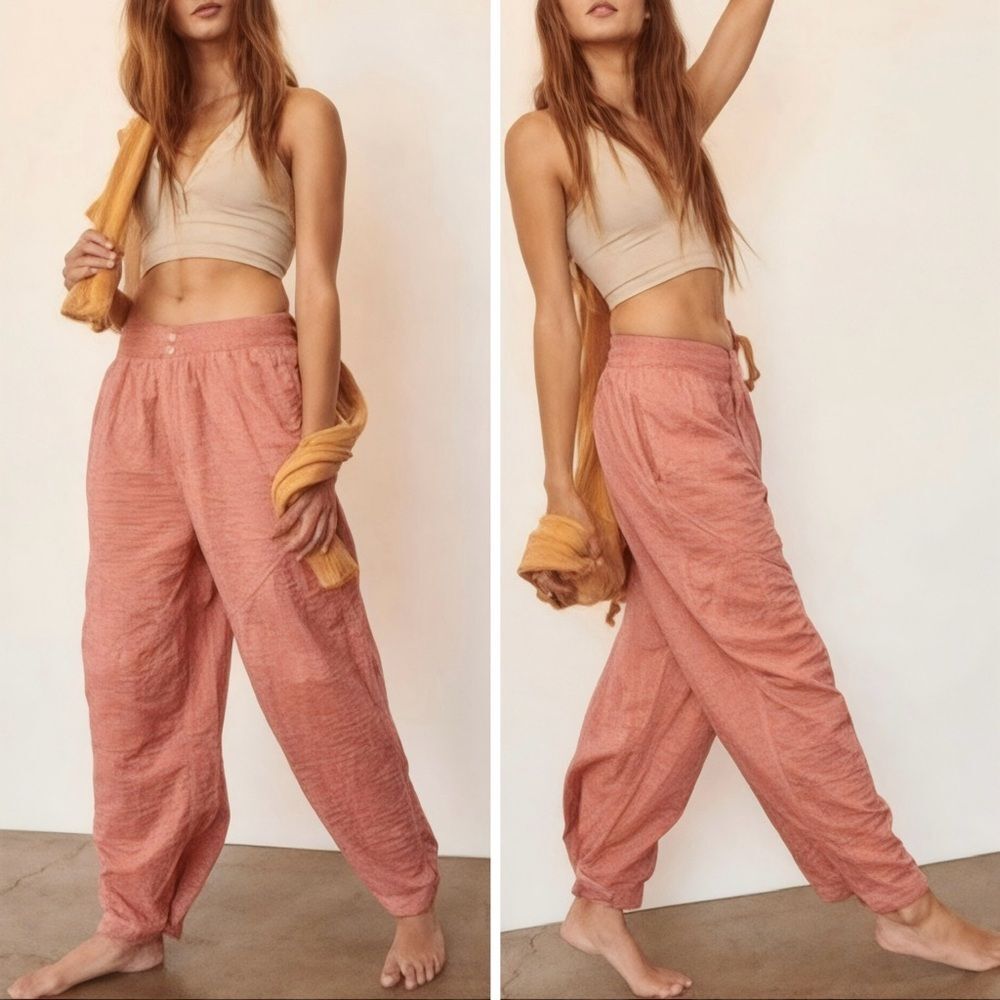 Free People Movement Flipside Textured Pants Sedona Sunrise Size Small Beachy